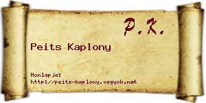 Peits Kaplony névjegykártya